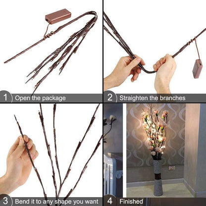 73Cm 20 Bulbs LED Willow Branch Lamp Artificial Branch Willow Twig Vase Lights Battery Powered for Wedding Party Fairy DIY Decor